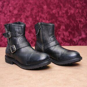 Sofft Women Lalana Black Leather Moto Biker Buckle Ankle Boots sz 7.5 EUR 38.5